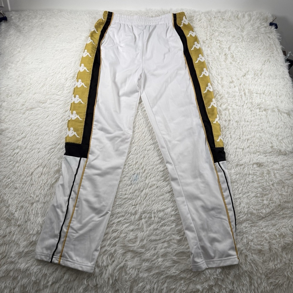 Kappa Sweatpants Men Medium Gold Logo Jogger Fit Streetwear Casual Athletic Pant